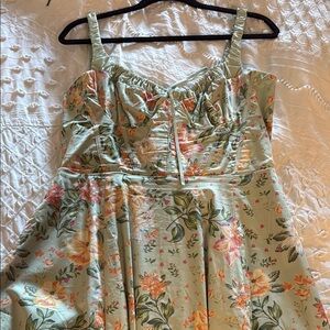 Floral Print Dress with Spaghetti Straps